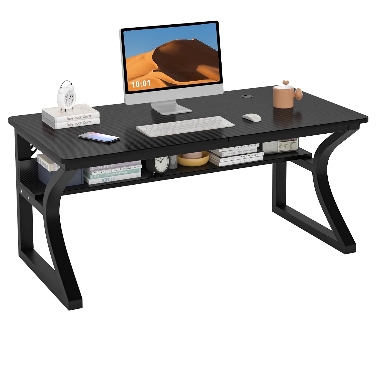 Office X Furniture - مكتب كمبيوتر معدني على شكل حرف