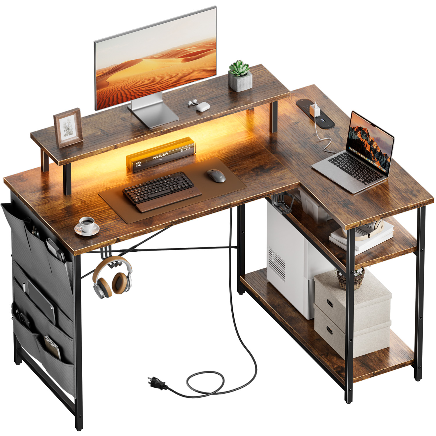 Office X Furniture - مكتب كمبيوتر على شكل حرف L،