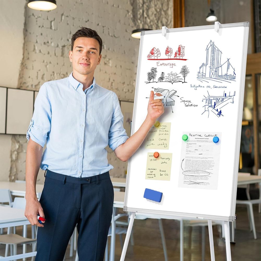 لوح أبيض كبير قابل للحمل مع حا - مراجعة Whiteboard Easel Tripod وسعره