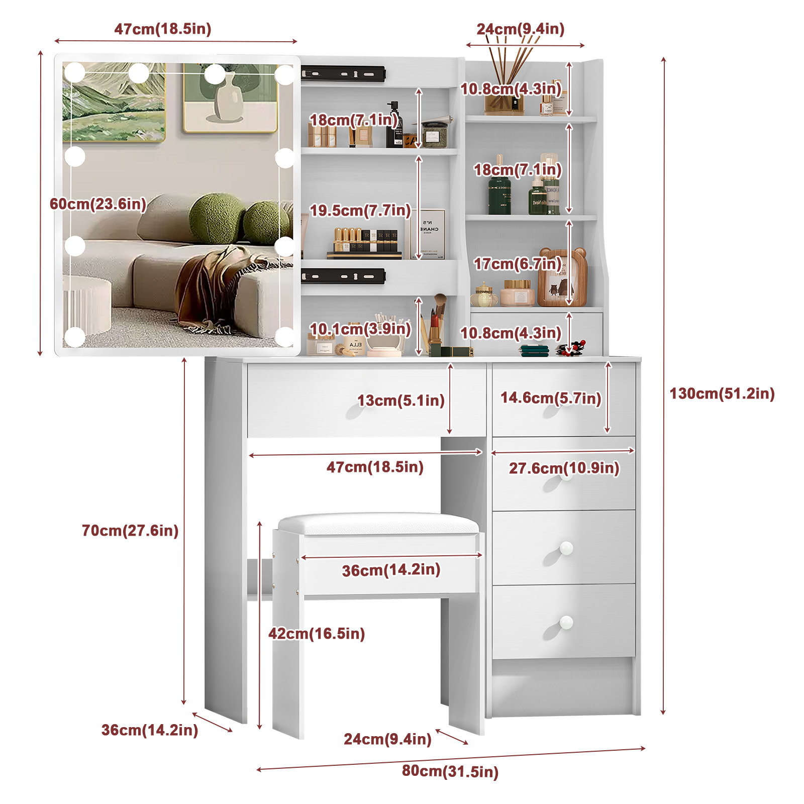 طاولة زينة حديثة بيضاء لغرفة ا - مراجعة Office X Furniture وسعره